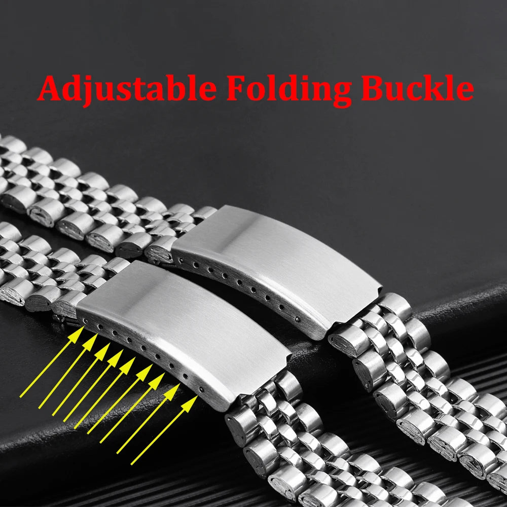 12mm 14mm 16mm 18mm 20mm 22mm Universal Metal Wrist Strap Stainless Steel Watch Band Adjusted Folding Buckle Bracelet Accesories
