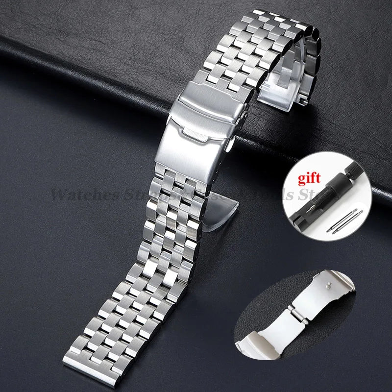 High Quality Solid Stainless Steel Strap 18 20mm 22mm 24mm 26mm Watch Band Flat Interface for Seiko for Citizen Luxury Wristband