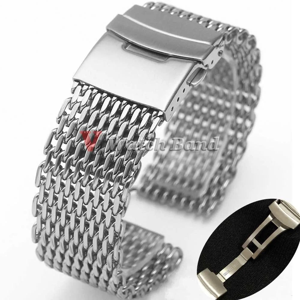 Luxury Shark Mesh Stainless Steel Watch Band for Seiko 20mm 22mm Belt  Milanese Strap for Samsung for Casio for Citizen Bracelet