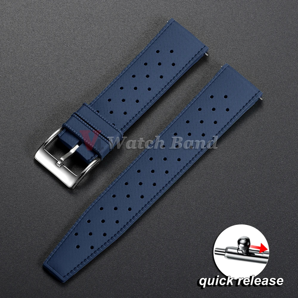 Quick Release Tropical Rubber Watch Strap 18mm 20mm 22mm for Seiko for Omega for Rolex Perfect Fit Flat End Universal Watchbands