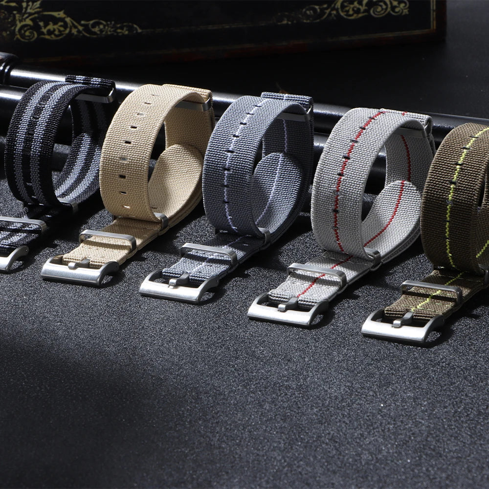 18mm 20mm 22mm Elastic Nylon Watch Strap for Seiko Army Sport Bracelet Replacement Brown Green Band Military Casual Watchband