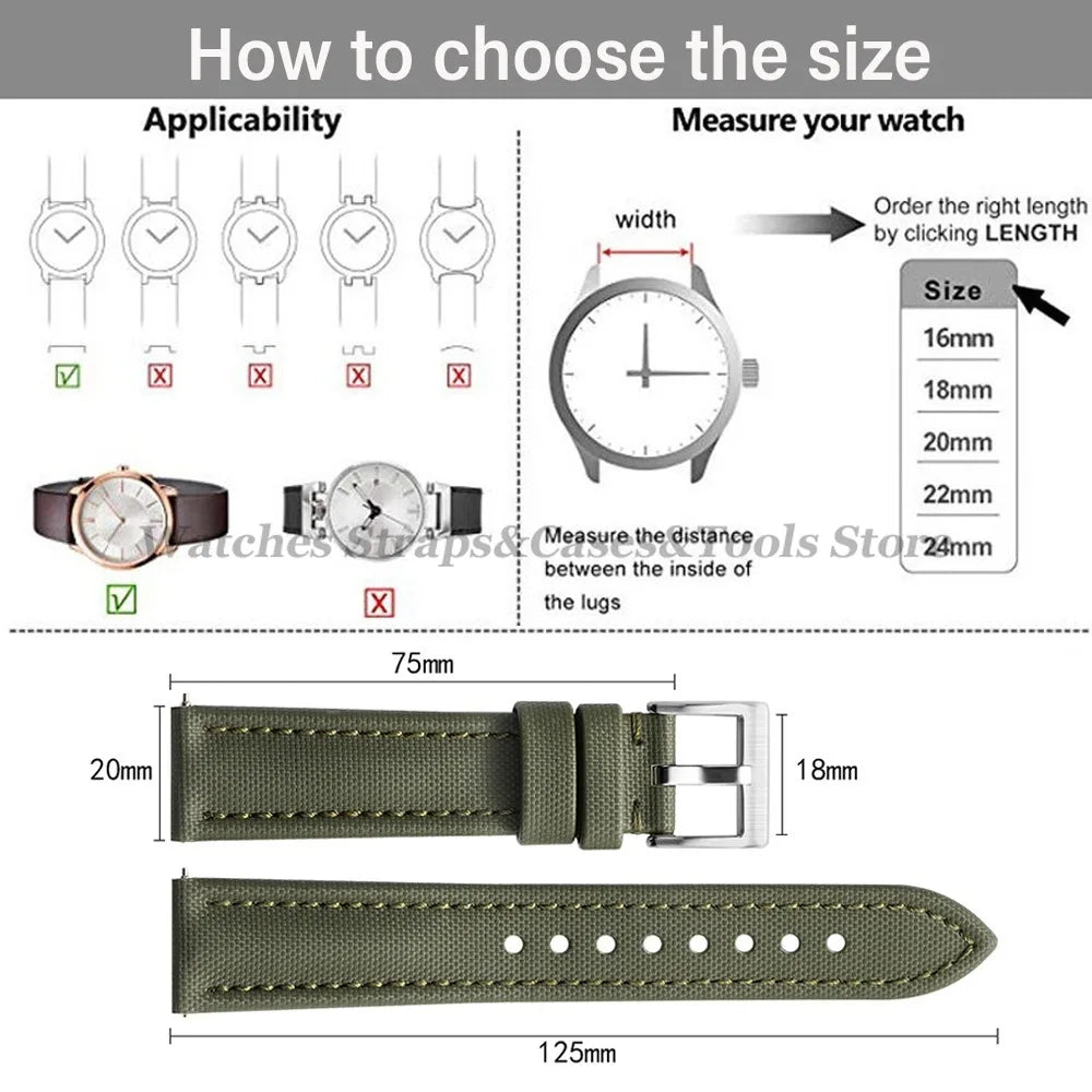 New Premium Sailcloth WatchBand 18/19/20mm 21mm 22mm for Rolex for Omega for Blancpain Quick Release Men Sport Replacement Strap
