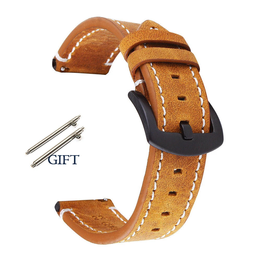Watchband 18mm 19mm 20mm 21mm 22mm 24mm Wrist Belt for Huawei 42mm 46mm Black Yellow Brown Strap for Samsung Galaxy