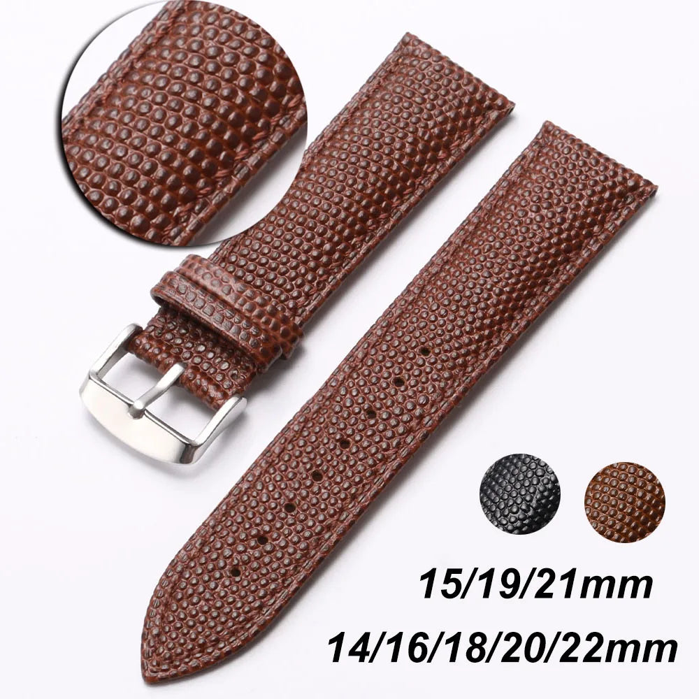 Cowhide Watch Strap Men Bracelets 14mm 15mm 16mm 18mm 19mm 20mm 21mm 22mm Lizard Pattern Leather Watch Band For Seiko For Omega