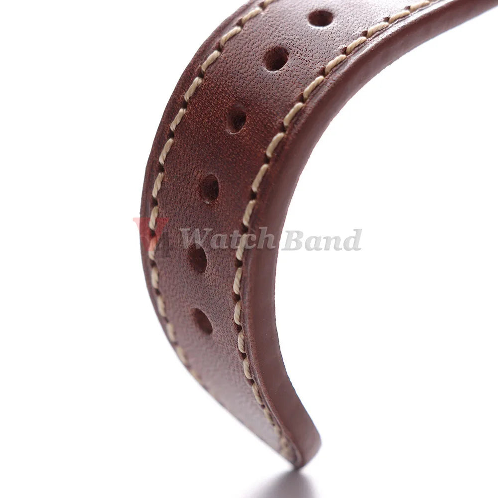 Dark Brown Watch Band Handcrafted Pueblo Italian Cowhide Strap for Omega Ventilated Design 20mm 22mm Men's Breathable Bracelets