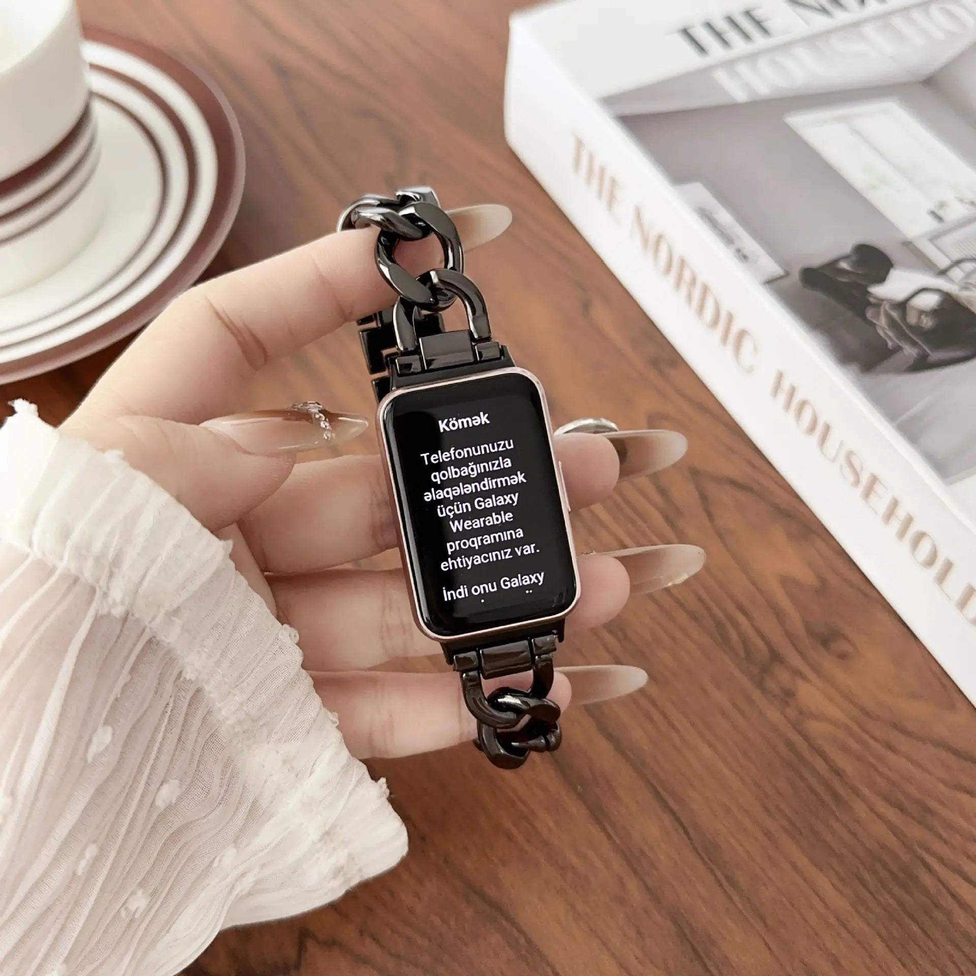 Stainless Steel Strap For Samsung Galaxy Fit 3 Metal Chain Band For Samsung Galaxy Fit 3 SM-R390 Cowboy Watchband Accessories