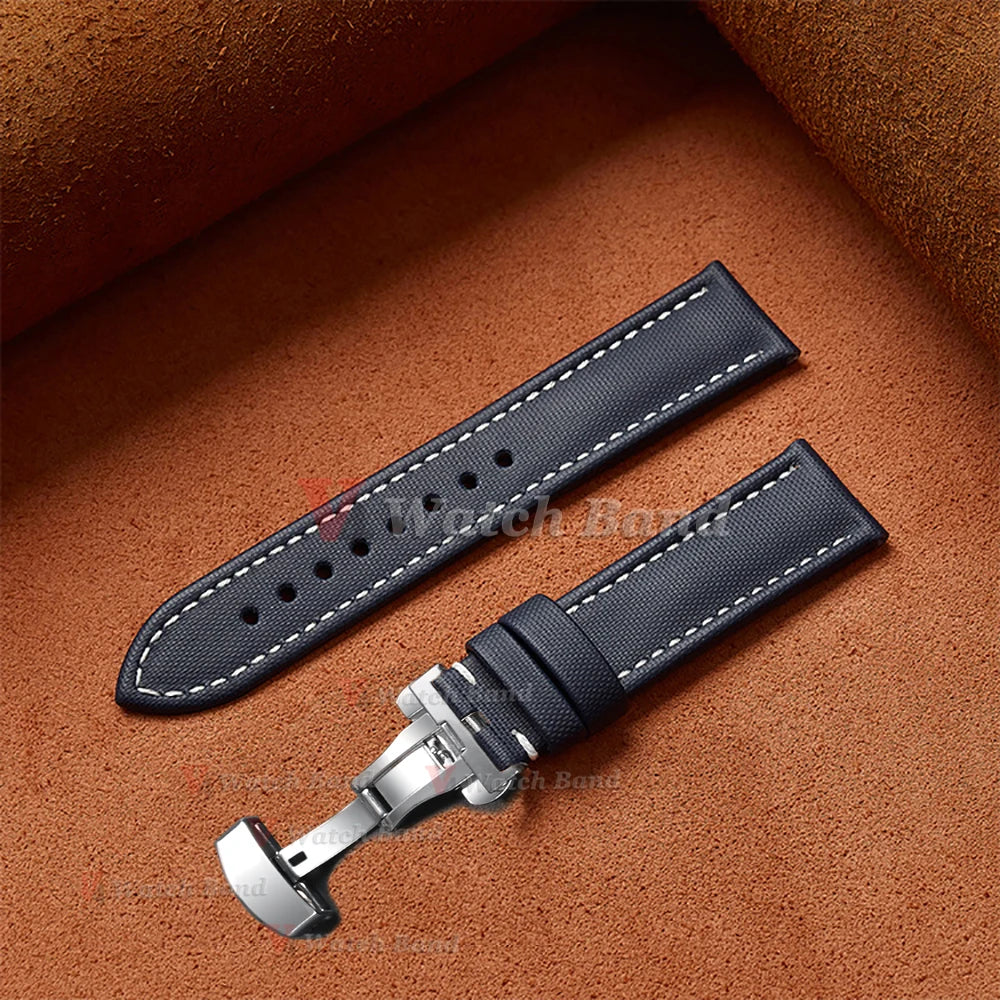 For Omega for Seiko Business Sailcloth Watch Strap 18/19/20/21/22mm Butterfly Buckle Waterproof MenWomen Quick Release Watchband