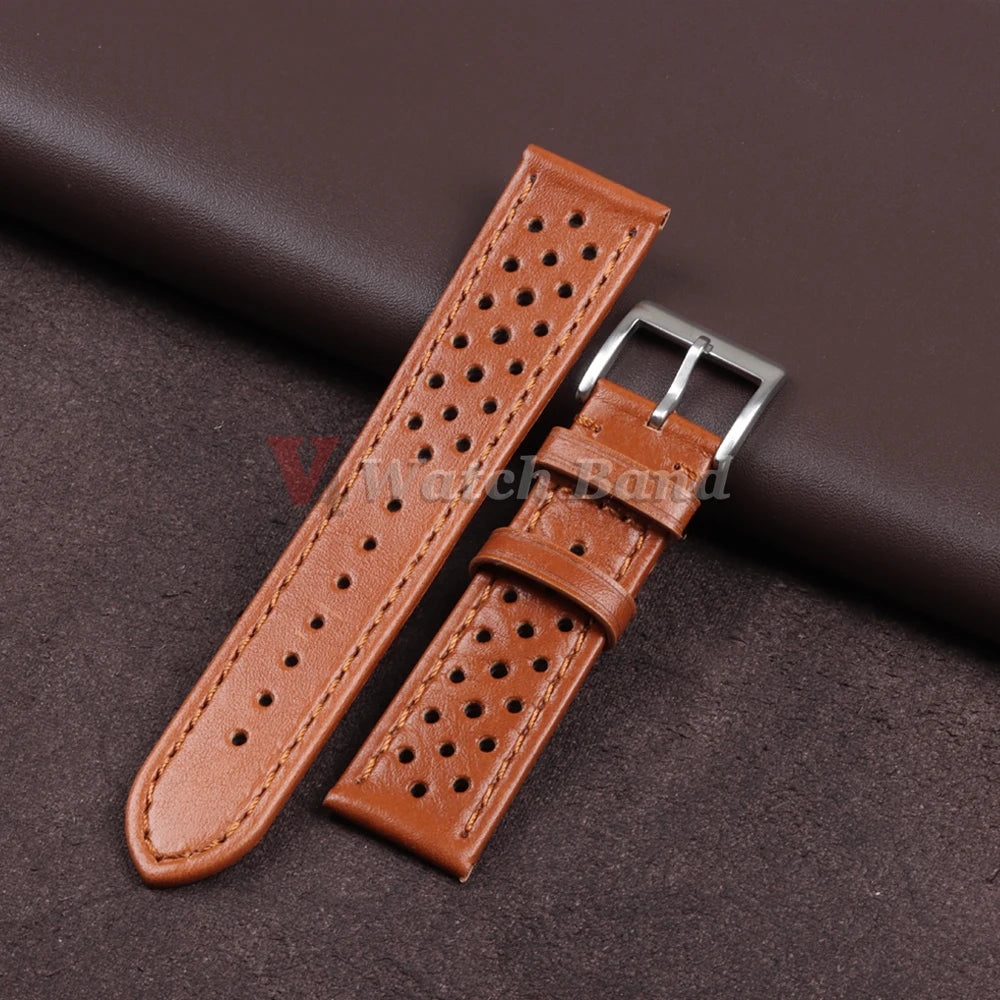 Cowhide Breathable Watch Band for Tag Heuer for Citizen for Seiko 22mm 20mm 18mm Genuine Leather Strap for Omega Men's Watchband