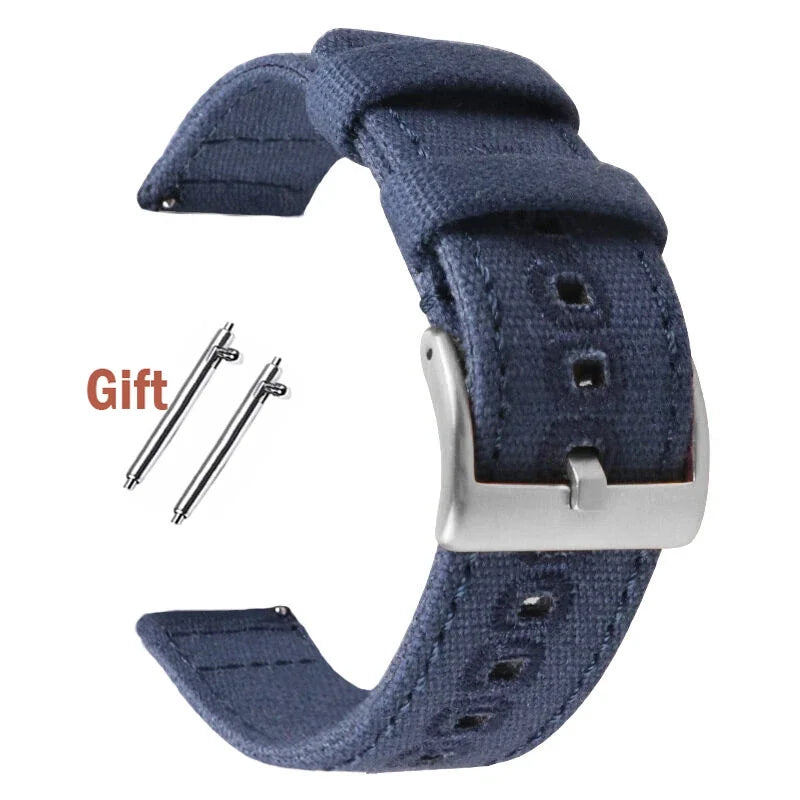Quick Release Bracelet for Huawei Strap18mm 20mm 22mm Braided Canvas Watch Band for Samsung Galaxy 3/4 40mm 44mm Classic 46/42mm