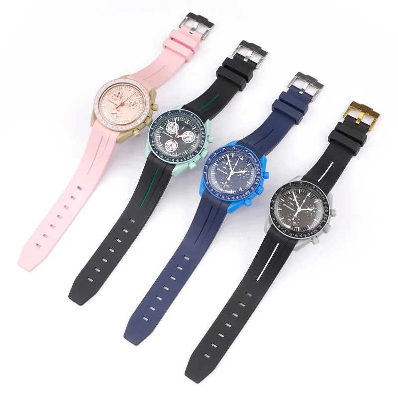 20mm For Moonswatch Rubber Watch Strap For Omega Curved End Interface Joint Constellation Men Women Waterproof Sports Watch Band