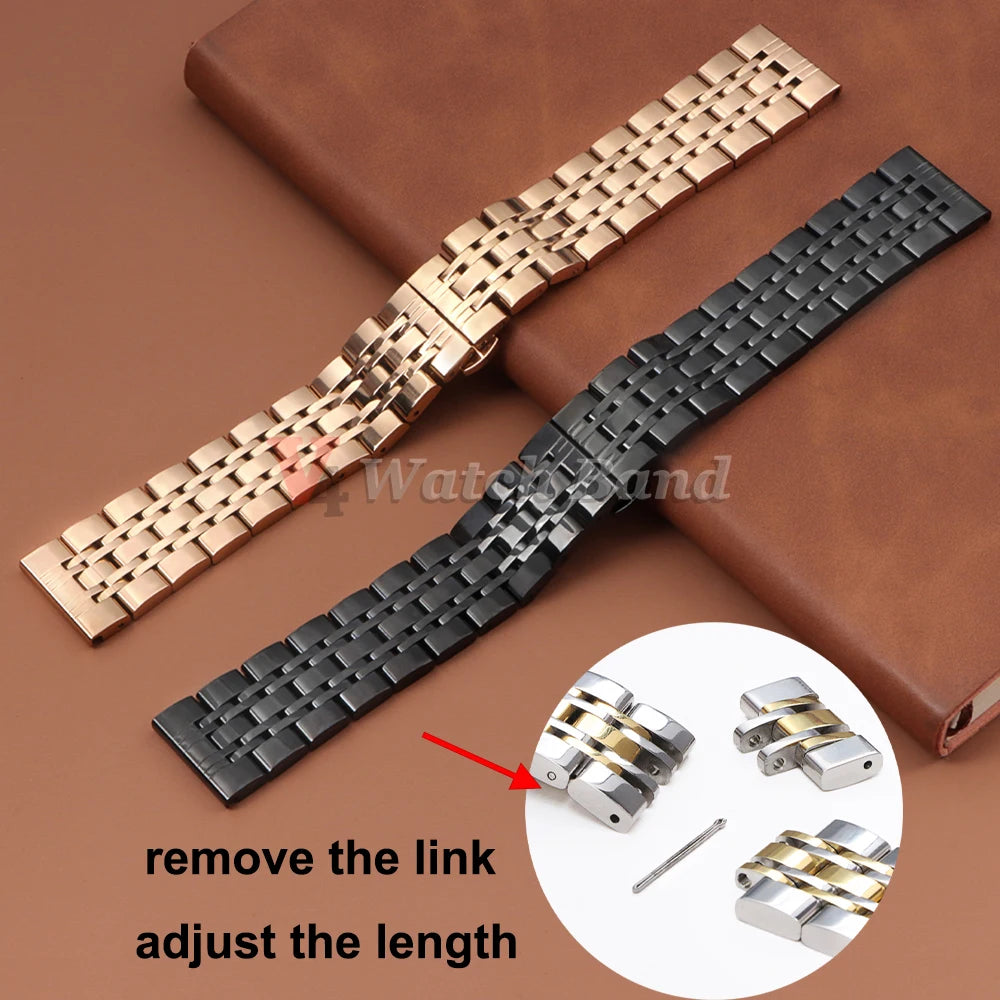 16/18/19/20/21/22/24mm Solid Stainless Steel Watch Band for TISSOT Butterfly Buckle 304L Metal Wrist Strap for Omega for Seiko