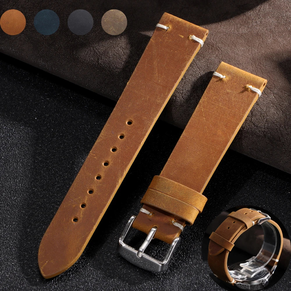18mm 20mm 21mm 22mm 24mm Vintage Retro Strap for Huawei Gt2 Gt3 Watch Band for Samsung Galaxy Universal Bracelet Accessories