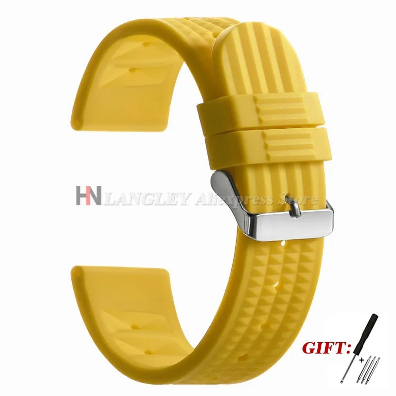Soft Rubber Waffle Watch Band 20mm 22mm for Seiko for Rolex Water Ghost Sport Silicone Wristband Men's Replacement Strap Premium