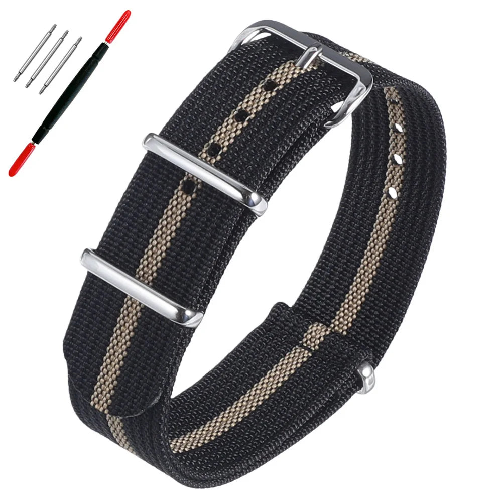 16mm 18mm 19mm 20mm 22mm 24mm Nylon Ribbed Watch Strap Band Military Casual Watchband Sport Bracelet Replacement Belt For Men