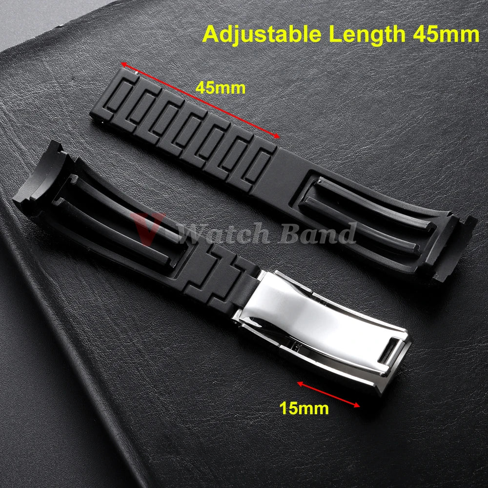 For Rolex Daytona Yacht-Master Ultra Arc Rubber Watchband 20 21mm 22mm Flexible Comfortable Silicone Curved Strap Folding Buckle