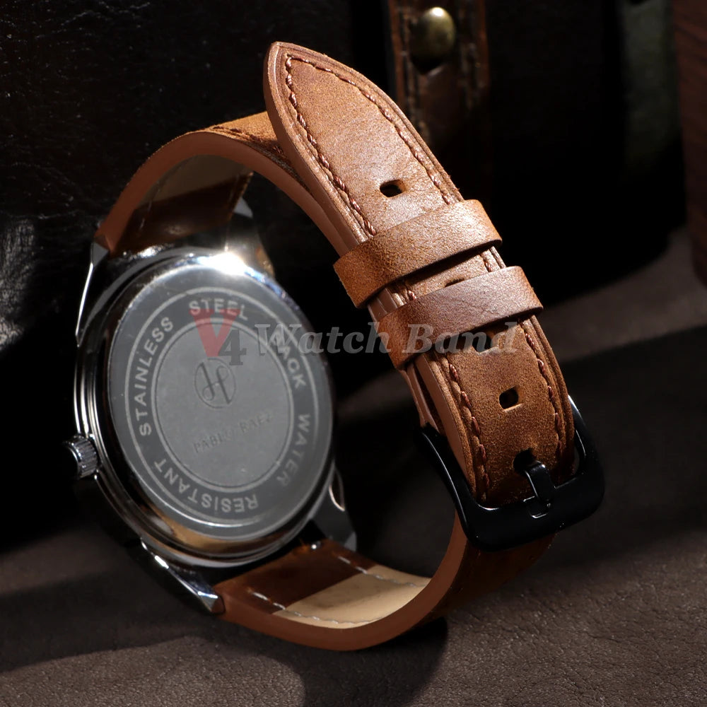 18mm 20mm 22mm 24mm Genuine Cowhide Leather Strap for Samsung Galaxy Watch 6 5 4 Soft Matte Retro Wristband for Seiko Bracelet