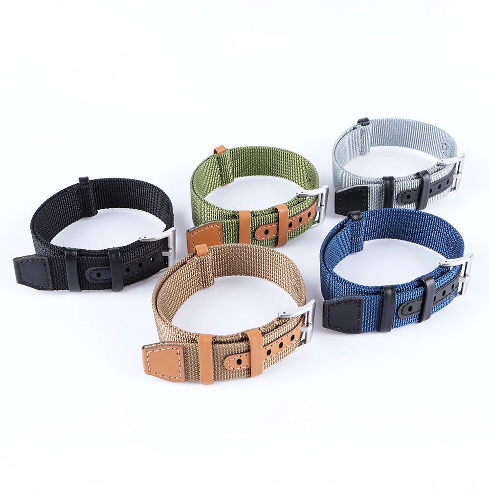 Woven Nylon Geniune Leather Strap for Hamilton Khaki Wristband Men Military Sport Band for Huawei Gt2 Belt 18mm 20mm 22mm 24mm