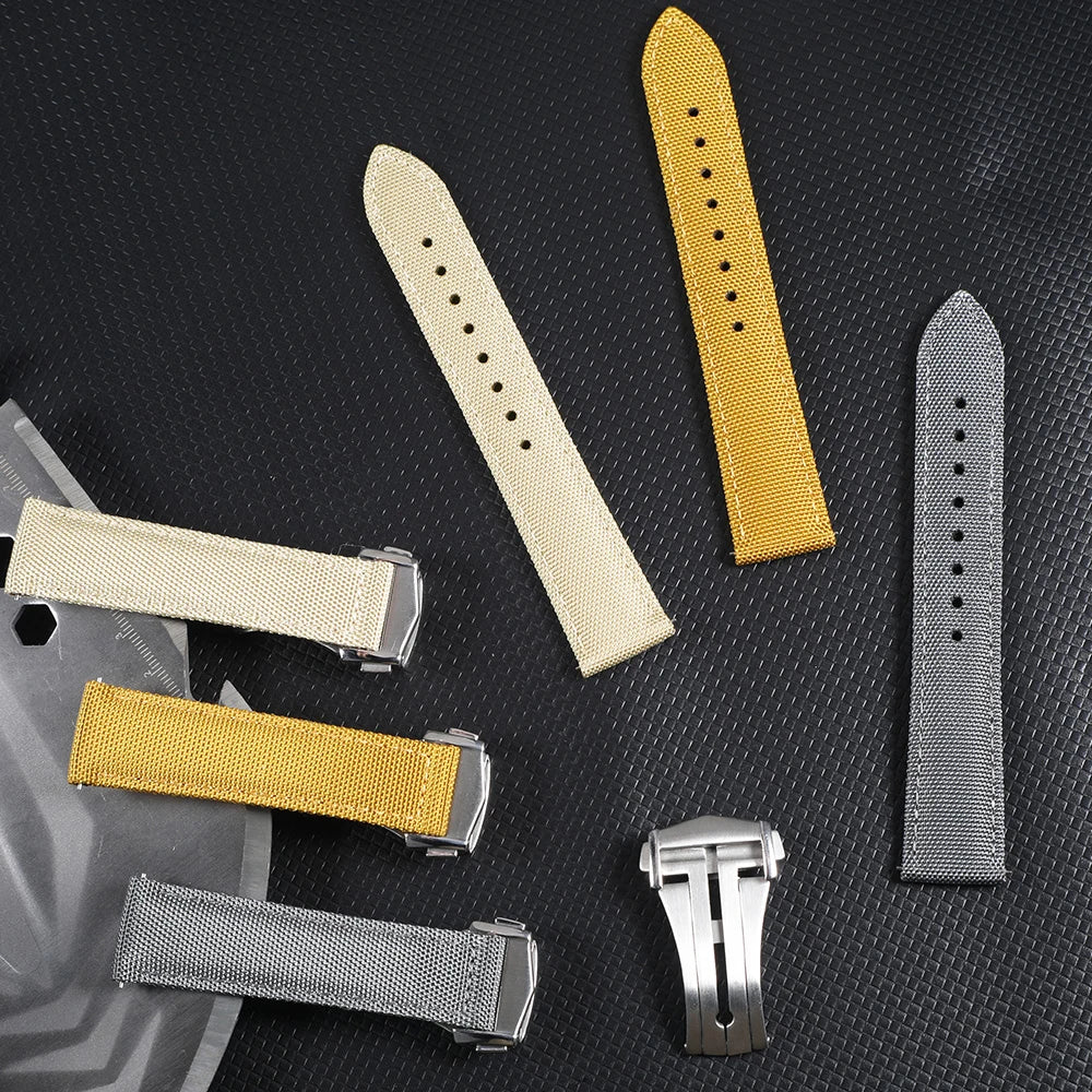 Deployant Sailcloth Watch Strap 20mm 22mm Two-Side Waterproof Nylon Quick Release With Folding Buckle Watch Band for Omega