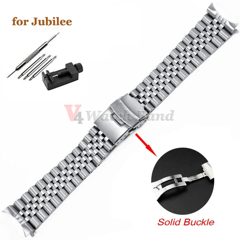 For Seiko SKX007 SKX009 Solid Stainless Steel Watch Band 20mm 22mm Men's Sports Strap for Jubilee Curved End Bracelet for Oyster