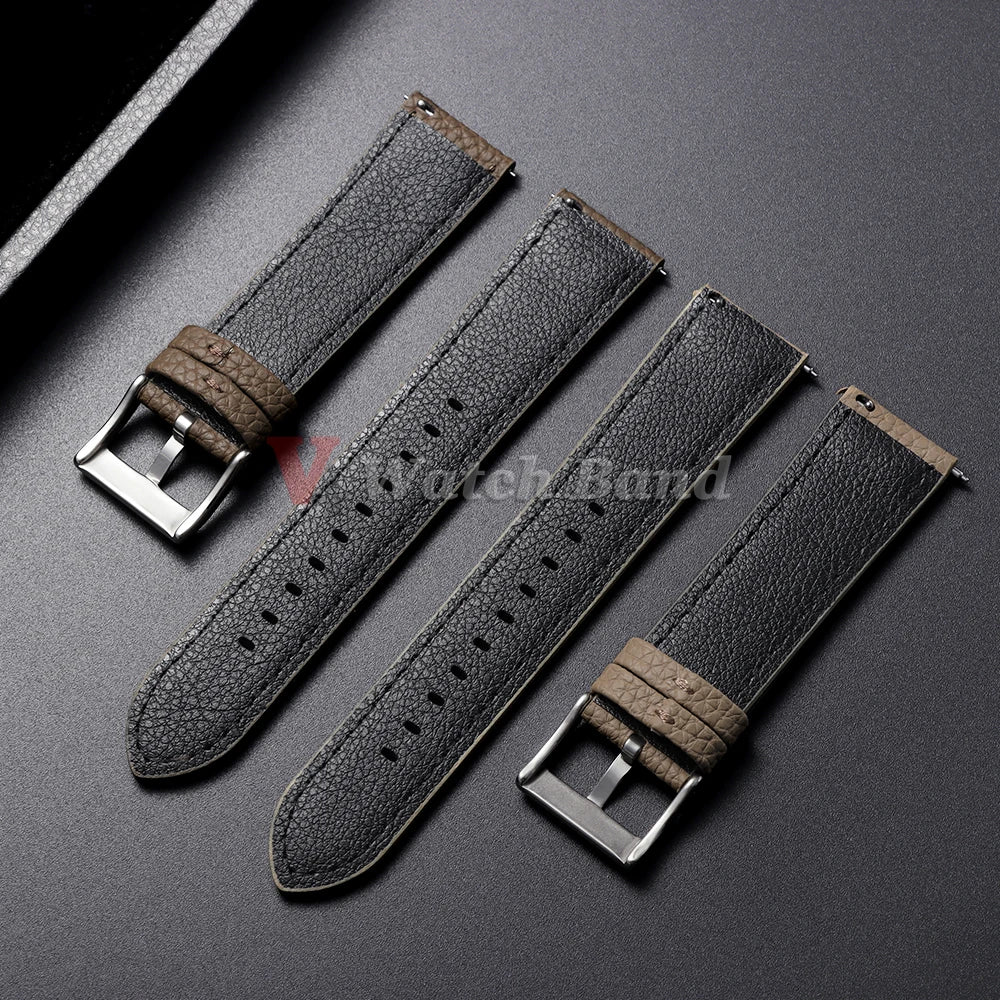 Universal Wristbelt 22mm Leather Business Strap for Omega for Seiko Lychee Pattern Leather Watchband Quick Release Soft Bracelet