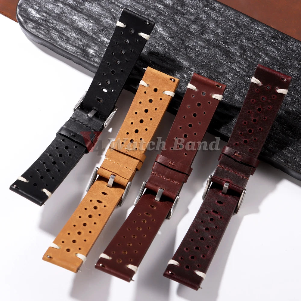 20mm 22mm Universal Genuine Cowhide Watch Band Solid Steel Buckle Vintage Strap for Men Women Breathable Bracelet Belt Accessory
