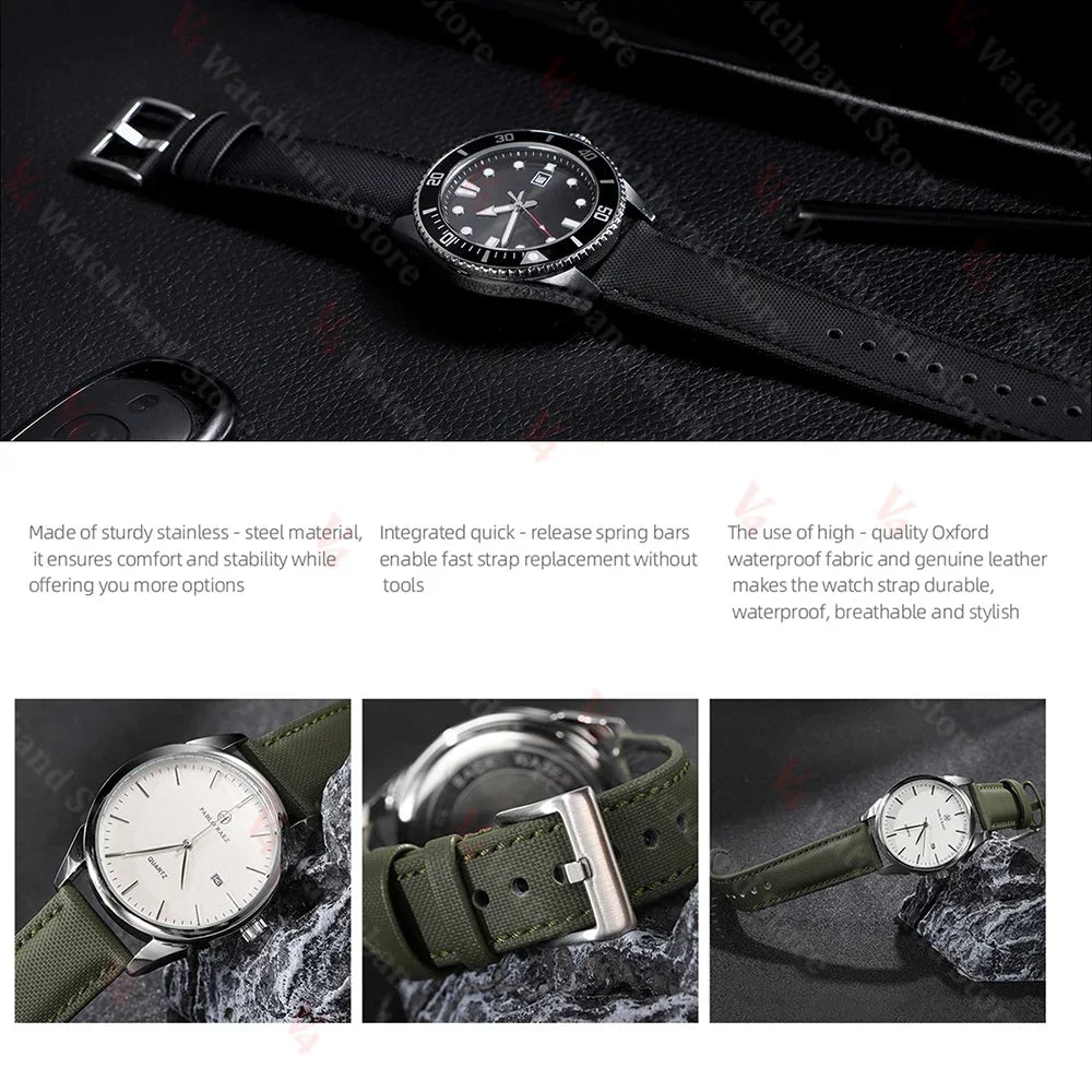 18mm 20mm 22mm Nylon Quick Release Waterproof Watch Bands Sailcloth Straps for Omega for Blancpain for Seiko Divers Men Women