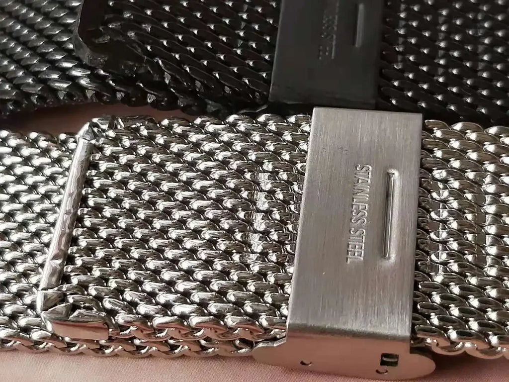 1.0mm Milanese Mesh Stainless Steel Watch Band Quick Release 3mm Thickness Coarse Heavy Wriststrap Metal Bracelet 18 20 22 24mm