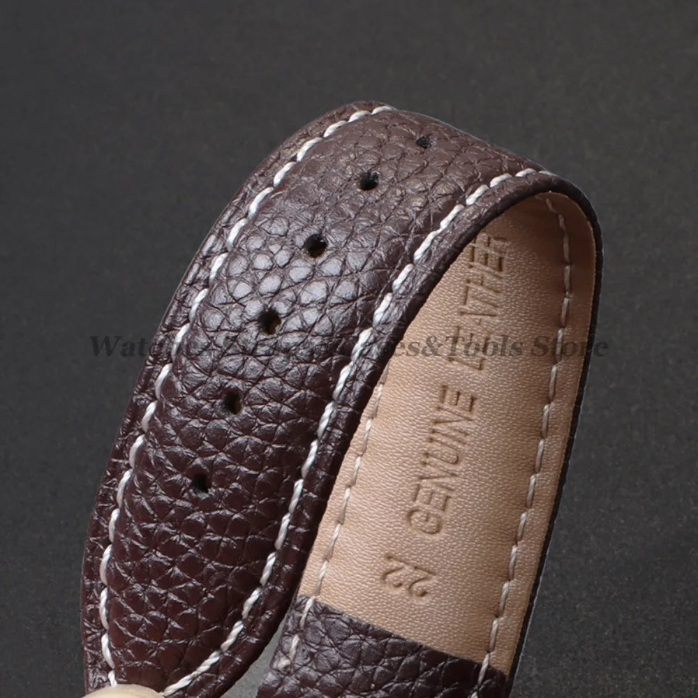 Litchi Pattern Genuine Leather Watch Band 18mm 20mm 22mm for Samsung Galaxy Watch 7/6/5/4 40 44mm Men Women Replacement Straps