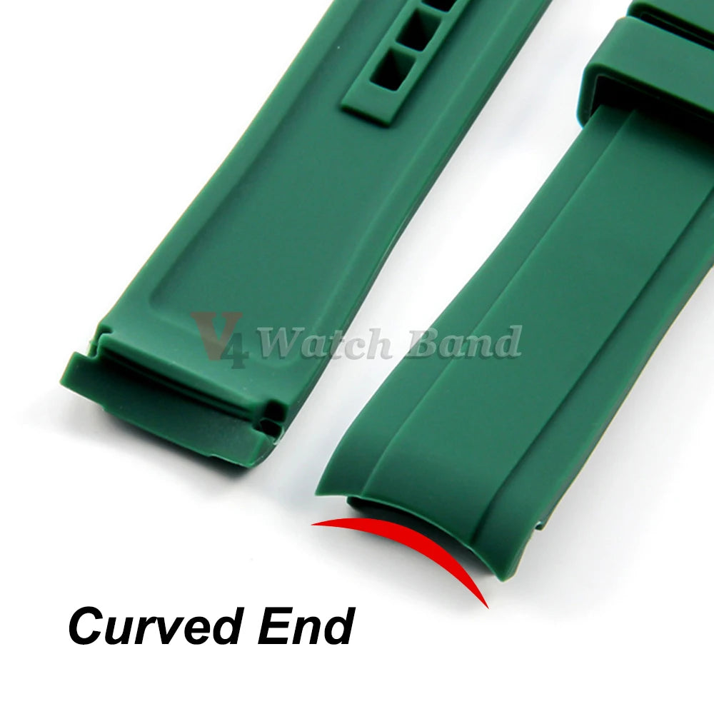 Curved End Rubber Watch Strap for Swatch for Omega Moonswatch 20mm 22mm Universal Wrist Band for Seamaster for Rolex for Tissot