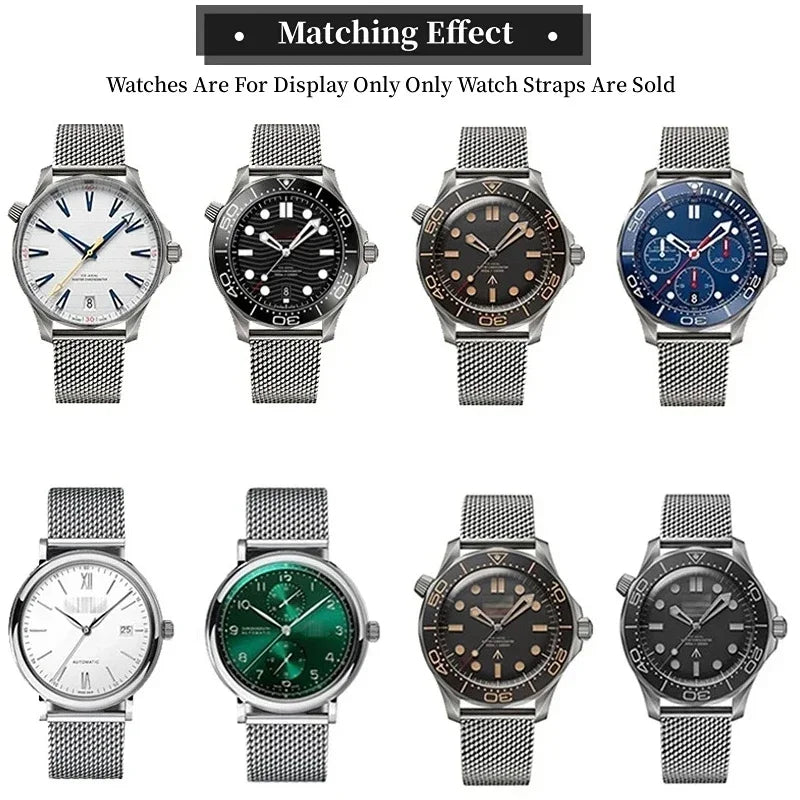 Strap for Omega for Seamaster 300 007 Watch Band 20mm 22mm Stainless Steel  Luxury Mesh Bracelet Business Watch Accessories