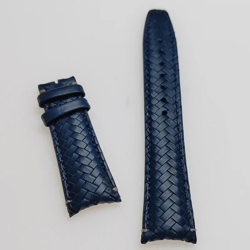 Watch Band for IWC Pilot Series Curved End Woven Leather Watchband for Omega Genuine Cowhide Bracelet 20mm 22mm