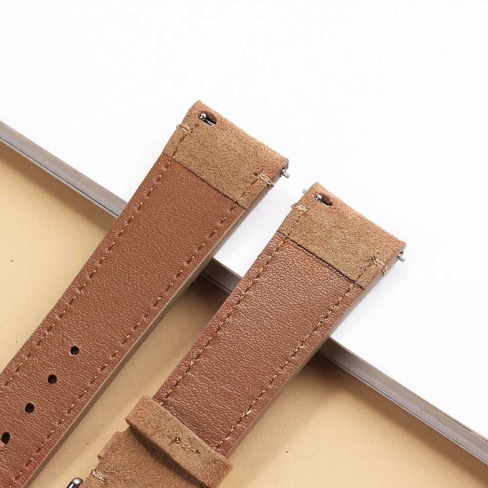 Soft Suede Retro Genuine Leather Strap for Seiko for Rolex Sport Watchband 20mm 22mm for Huawei Watch Amazfit GT2/GT3 Bracelet