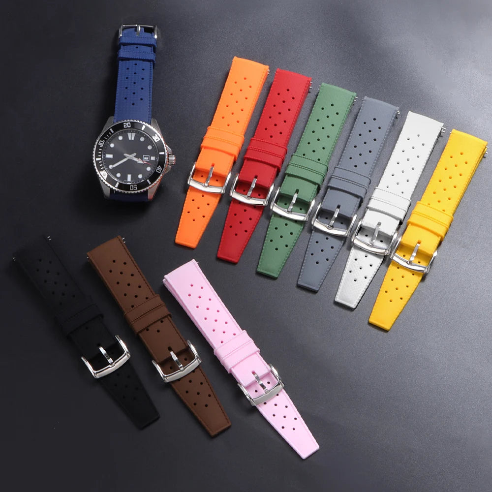 20mm 22mm Tropic Silicone Watch Strap for Seiko for Fossil Wrist Band for Oris Quick Release Rubber Bracelet Replacement