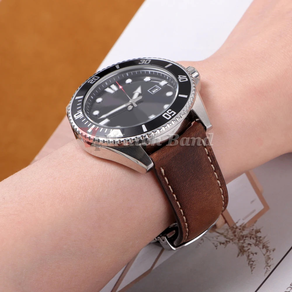 14/16/18/20/22/24mm Quick Release Watch Band MenWomen Watchband Genuine Leather Watch Strap Replacement Belt Vintage Brown Strap