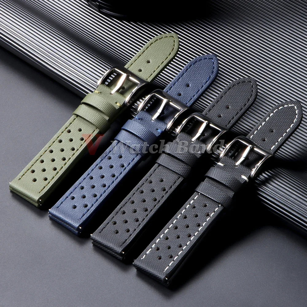 Qucik Release Quality Sailcloth Watch Strap 18/20/22mm for Tag Heuer for Seiko for Omega Waterproof Fabric Oxford Leather Band