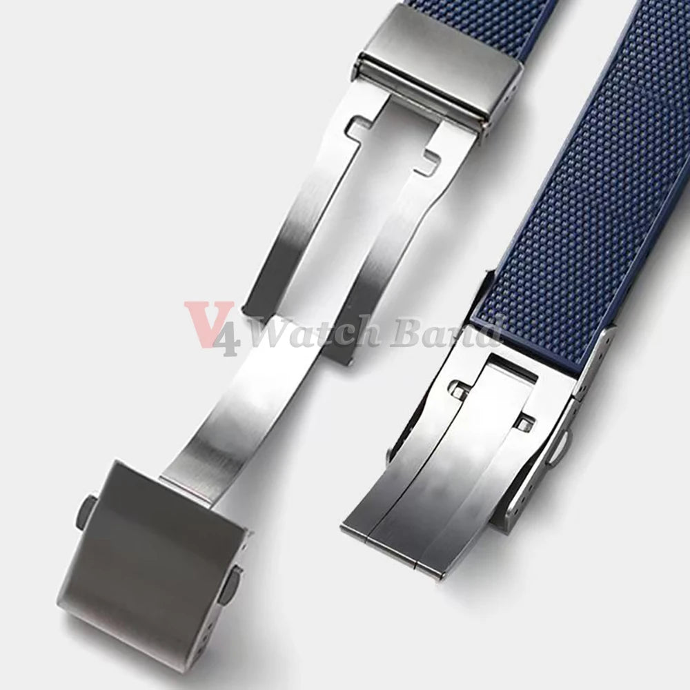 19mm Lucury Solid Buckle for Longines Conquest Rubber Watch Band Folding Stainless Steel Watch Silver Clasp for Silicone Strap