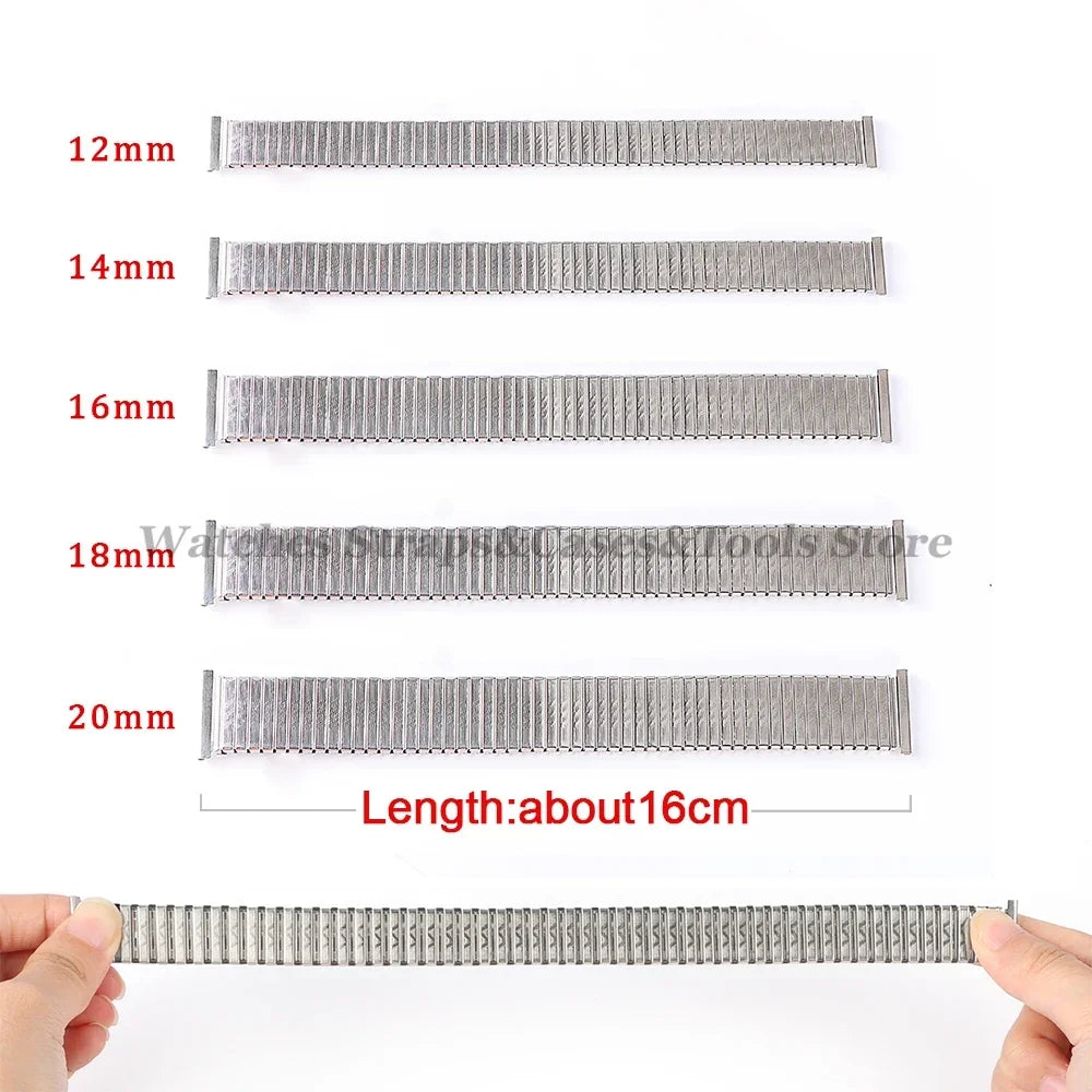 12/14/16/18/20mm Metal Elastic Watch Strap Stretch Expansion Stainless Steel Watch Band Men Women Wristband Accessories Bracelet