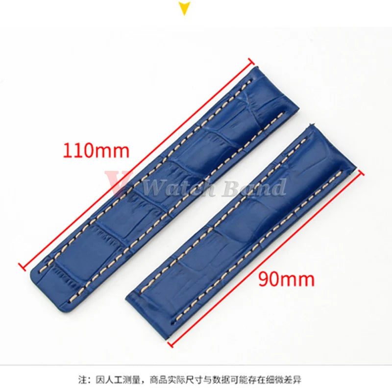 22mm 24mm Cowhide Watch Strap for Breitling Strap Waterproof Bracelet for Breitling MenWomen Wristband Genuine Leather Watchband