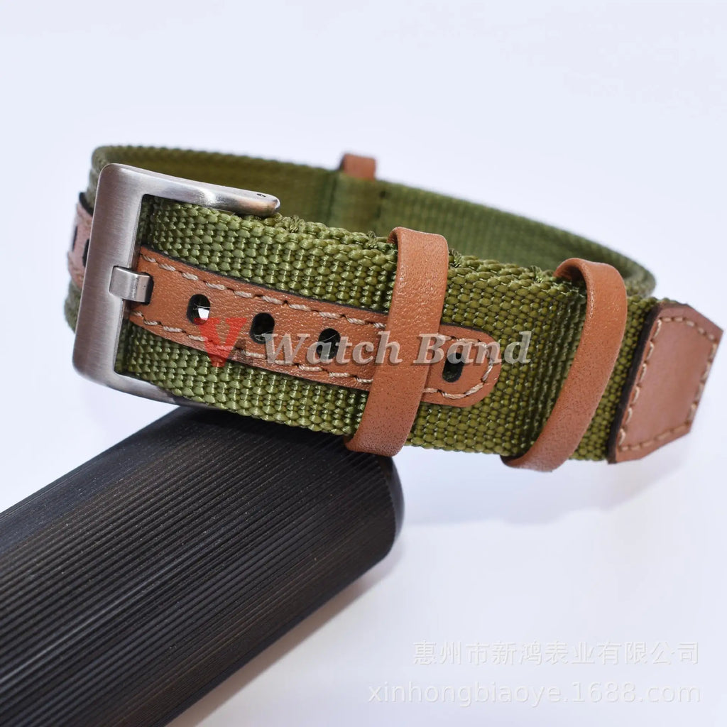 Canvas Durable Nylon Patch Leather Straps for Rolex Watchband for Omega Watch Bracelet for Seiko Replacement Wristband 20mm 22mm