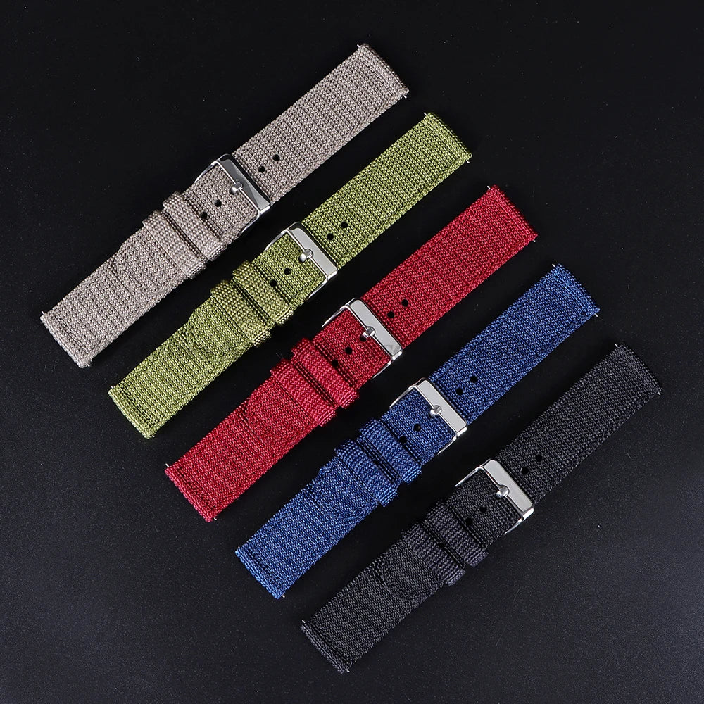 18mm 20mm 22mm 24mm Nylon Canvas Watchband Woven Soft Universal Bracelet for Seiko for Huawei Watch Men Women Quick Release Band