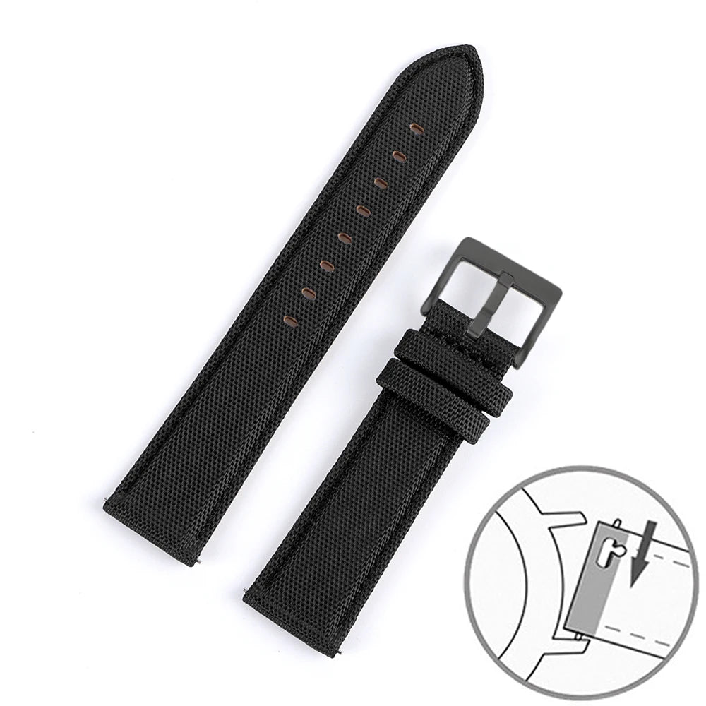 Nylon Leather Watch Strap for Huawei for Seiko Belt Quick Release Watchband for Samsung Galaxy Watch 3/4/5pro 45mm 40mm 44mm