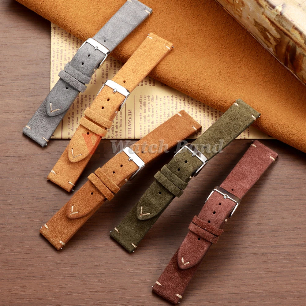 19mm 21mm 20mm 22mm 14mm 16mm 18mm Watch Band Calfskin Wristband Quick Release Soft Suede Strap Bracelets Women&Men Accessories