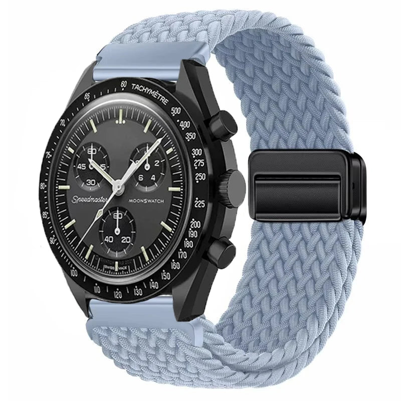 Nylon Loop Strap For Omega X Joint MoonSwatch Magnetic Weave Bracelet 20mm For Amazfit Active 2 GTR 42mm Samsung Gear S2 Classic