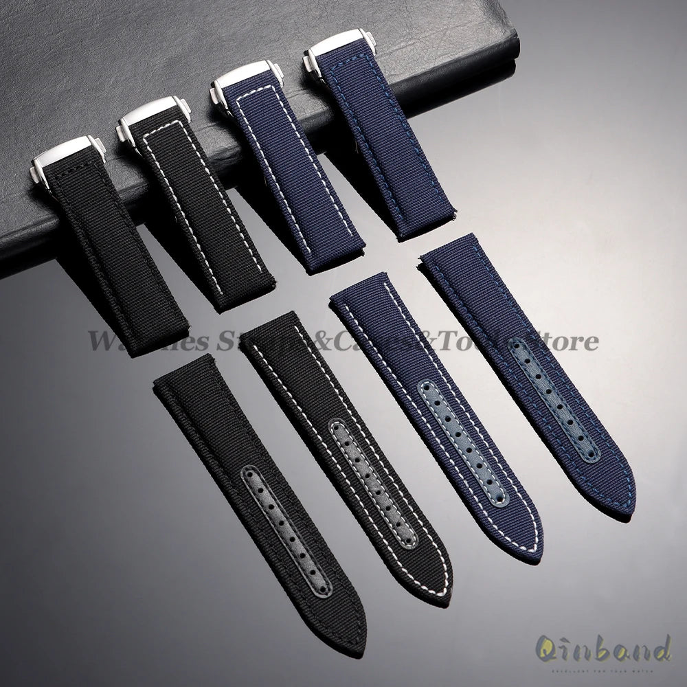 20mm 22mm Nylon Canvas Watch Band For Omega Seamaster 300 Watch Strap Folding Buckle Men Women Sport Waterproof Leather Bracelet