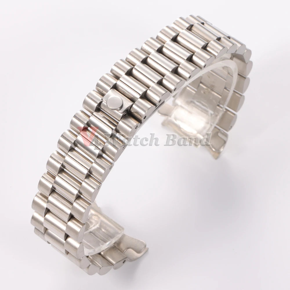 20mm Curved End Stainless Steel Strap for Rolex for Water Ghost Metal Wrist Band for Oyster Solid Bracelet Men Watch Accessories