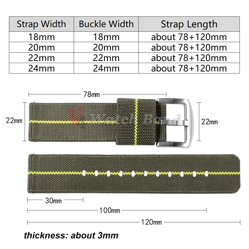 Elastic Strap Nylon Watch Band 20mm 22mm for Omega Army Woven for Seiko Wristband Quick Release Military Men's Sport Watch Band