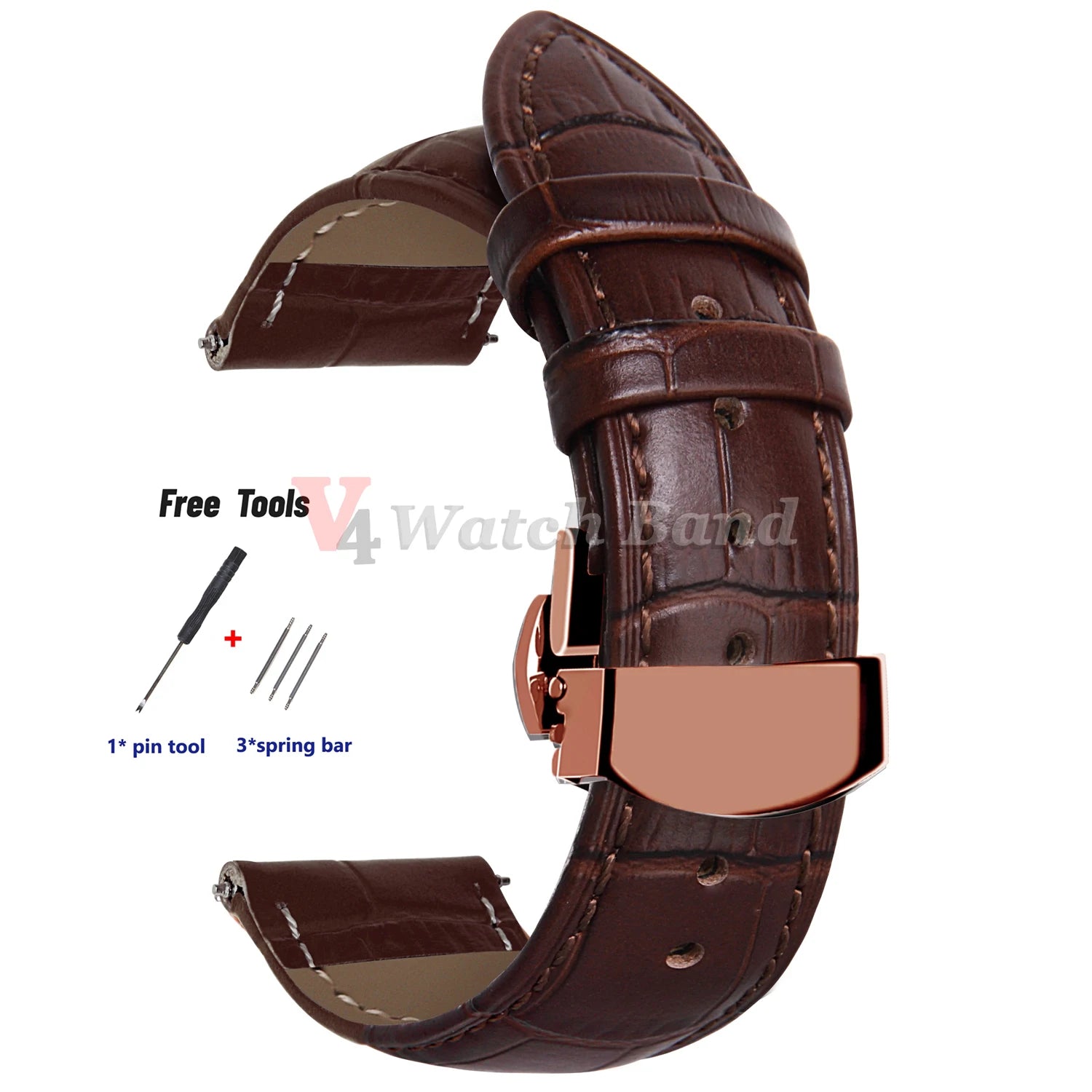 18mm 20mm 22mm 24mm Genuine Leather Watchband Crocodile Pattern Straps Men Women Replacement Universal Bracelet