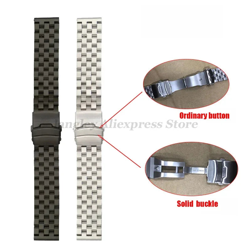 High Quality Solid Stainless Steel Strap 18 20mm 22mm 24mm 26mm Watch Band Flat Interface for Seiko for Citizen Luxury Wristband