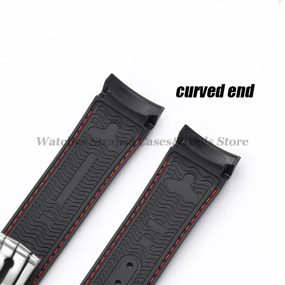 20mm 22mm Rubber Silicone Watchbands for Omega for Seamaster 300 for Speedmaster for Seiko Watchband Men Sport Curved End Strap
