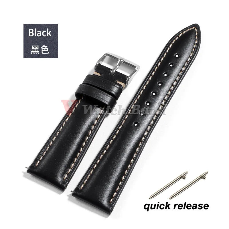 Vintage Oil Wax Genuine Leather Watch Strap 18mm 19mm 20mm 22mm 21mm Brown Watchbands for Samsung Galaxy Watch Band Bracelet